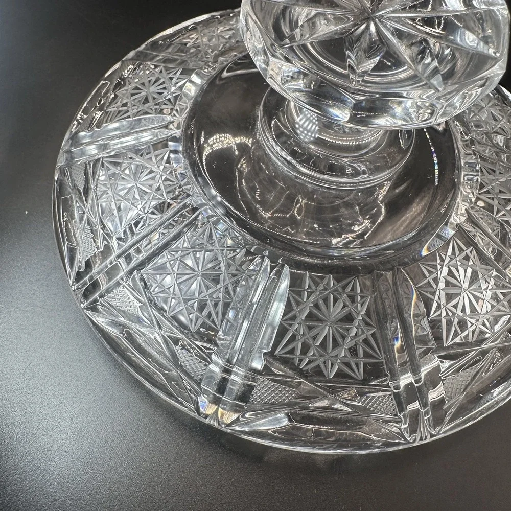 American Brilliant Cut Glass Candy‎ Dish With Lid Regency Sparkling